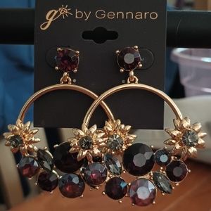 NY&Co GENNARO Gold Tone/Purple Earrings NWT